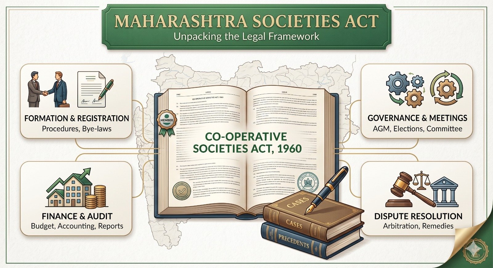 Maharashtra Societies Act and Co-operative Societies Act 1960 training topics